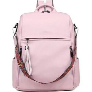New Leather Backpack Convertible, Pink